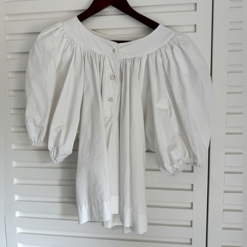 Horses puff sleeve blouse in poplin